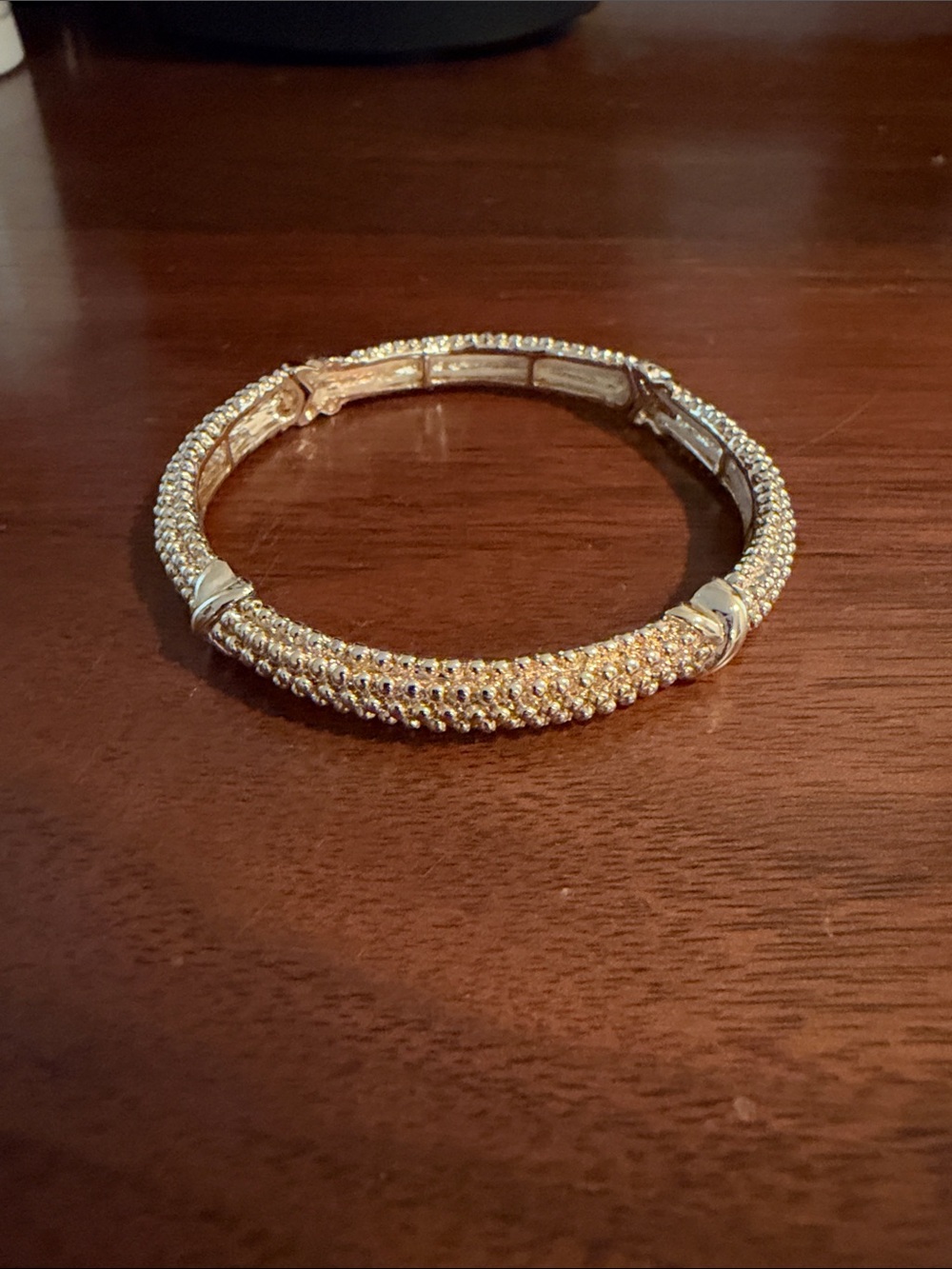 Park Lane RICA Gold Stretch Beaded X Bangle Bracelet